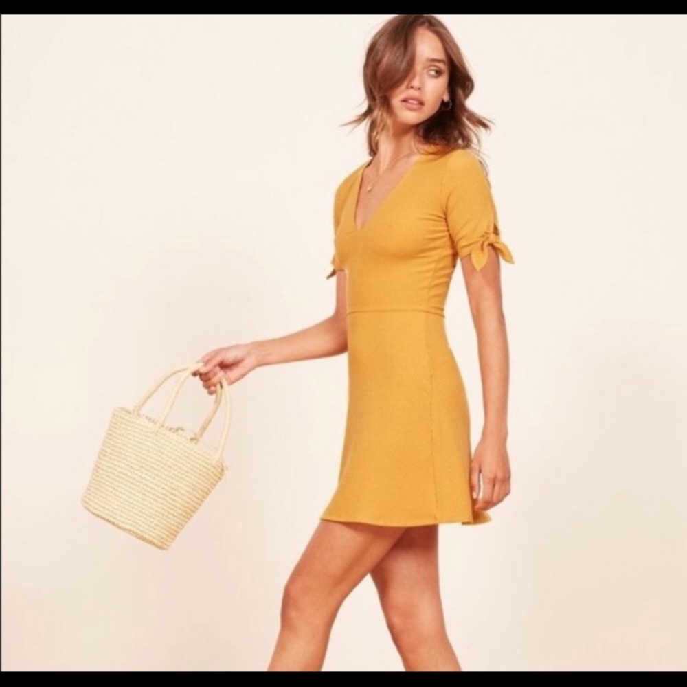 Reformation yellow knit dress